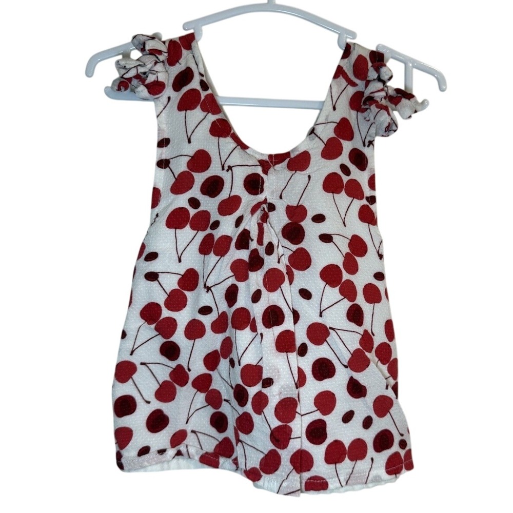 Jessica Simpson Baby Girl 18M Cherry Print Sleeveless Tank Top Ruffle Sleeve 18M